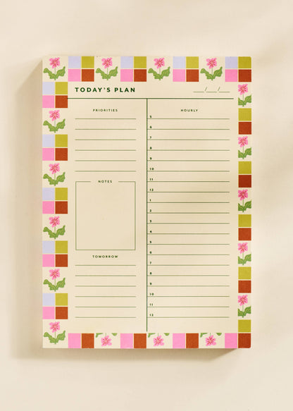 Checkered Flower Daily Planner Notepad by One & Only Paper