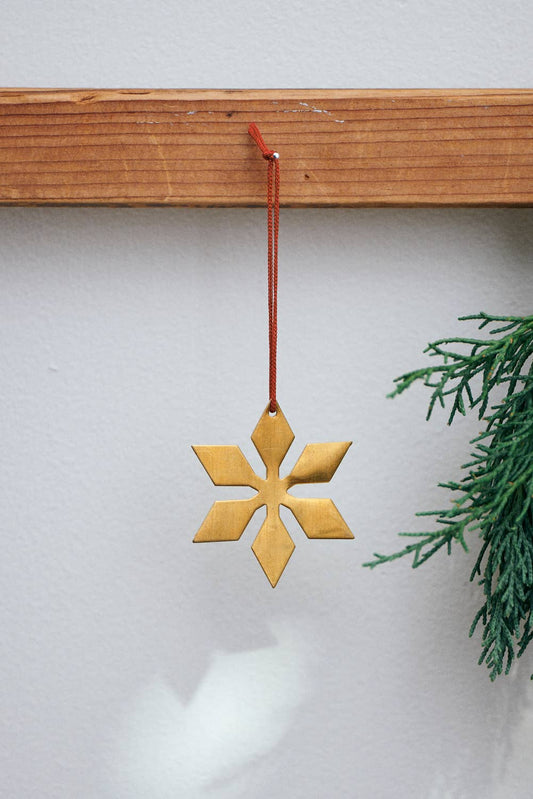 Brass Snow Flake Ornament by Fog Linen Work