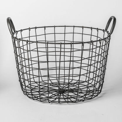 Round Iron Basket with Handles