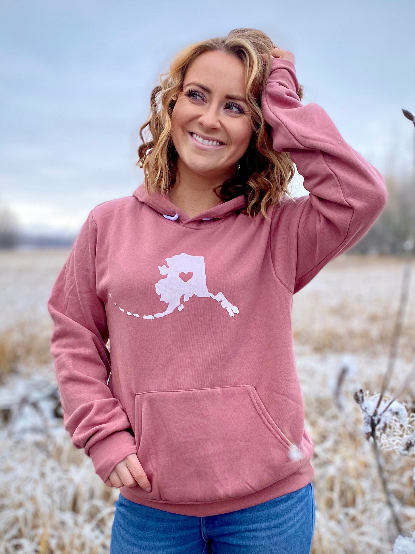 I Love Alaska Hoodie | Mauve by Printworthy