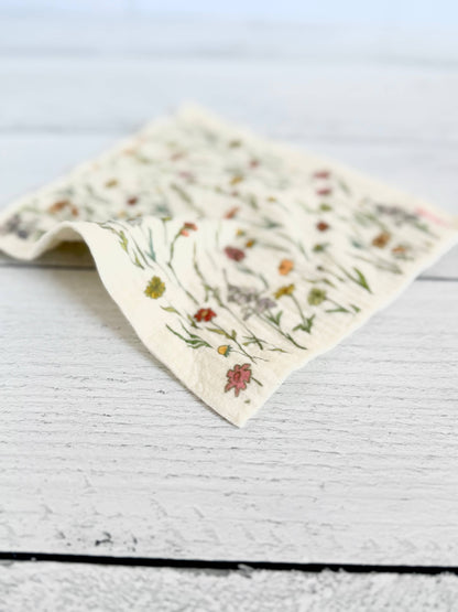 Prairie Wildflowers Swedish Dishcloth by Corvidae