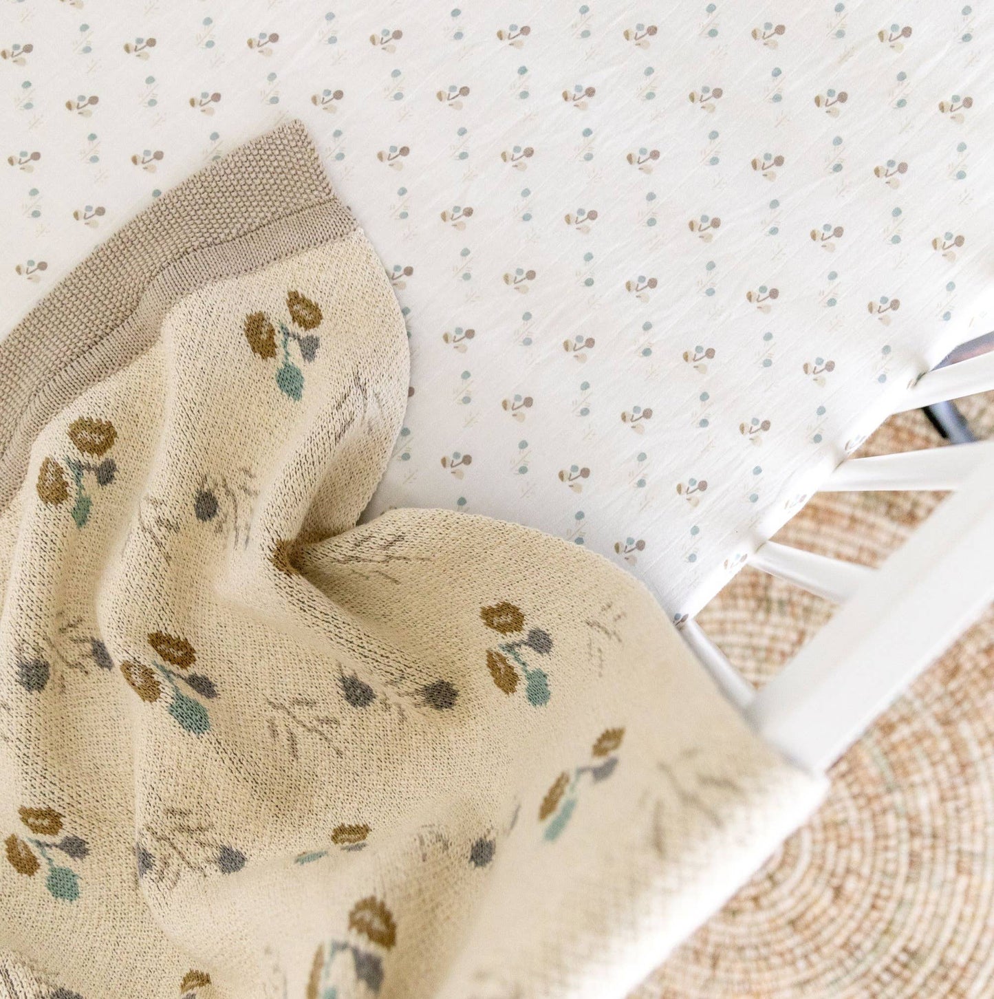Poppy Organic Cotton Knitted Baby Blanket by Crane Baby