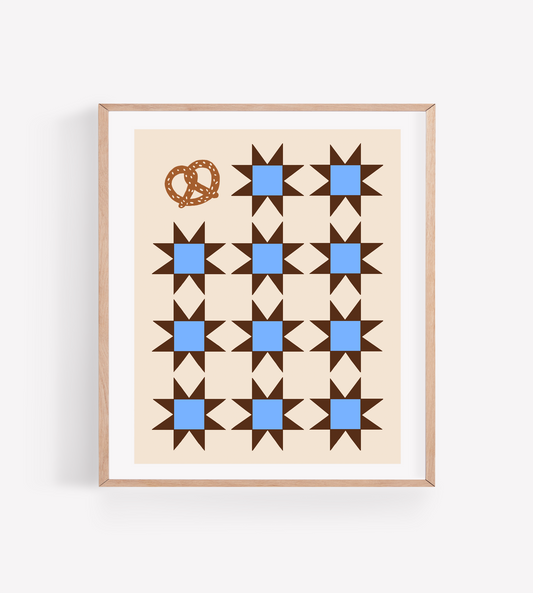 Sawtooth Quilt with Soft Pretzel 8x10 Art Print by Persika Design Co.