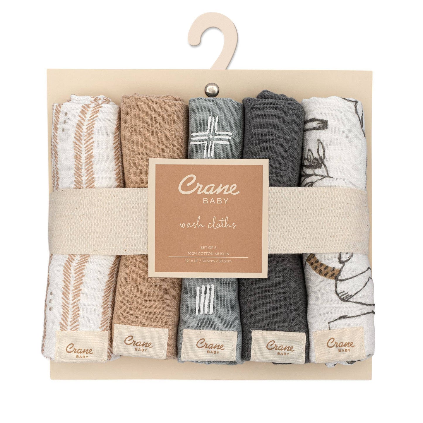 Woodland Animals 5-Piece Washcloth Set by Baby Crane