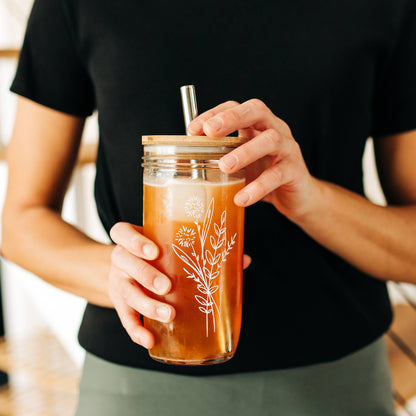 Floral Bouquet Glass Tumbler by Grace and Joy Co.