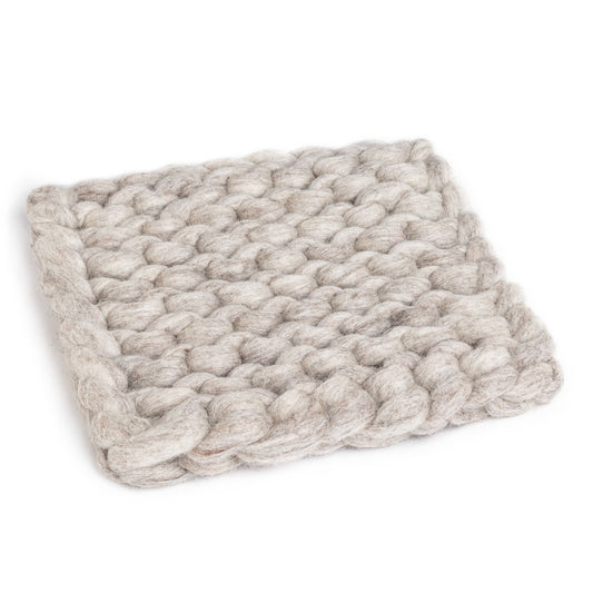 Chunky Wool Knitted Trivet | Beige