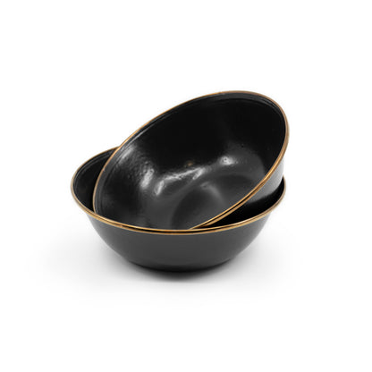 Enamel Bowl | Charcoal + Gold