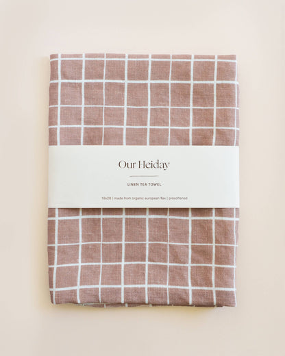 Loose Grid  Linen Tea Towel | Mocha by Our Heiday