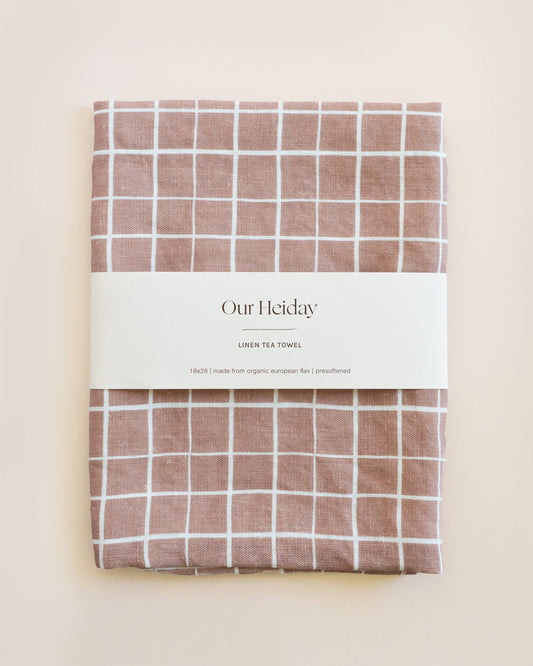 Loose Grid  Linen Tea Towel | Mocha by Our Heiday