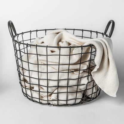 Round Iron Basket with Handles