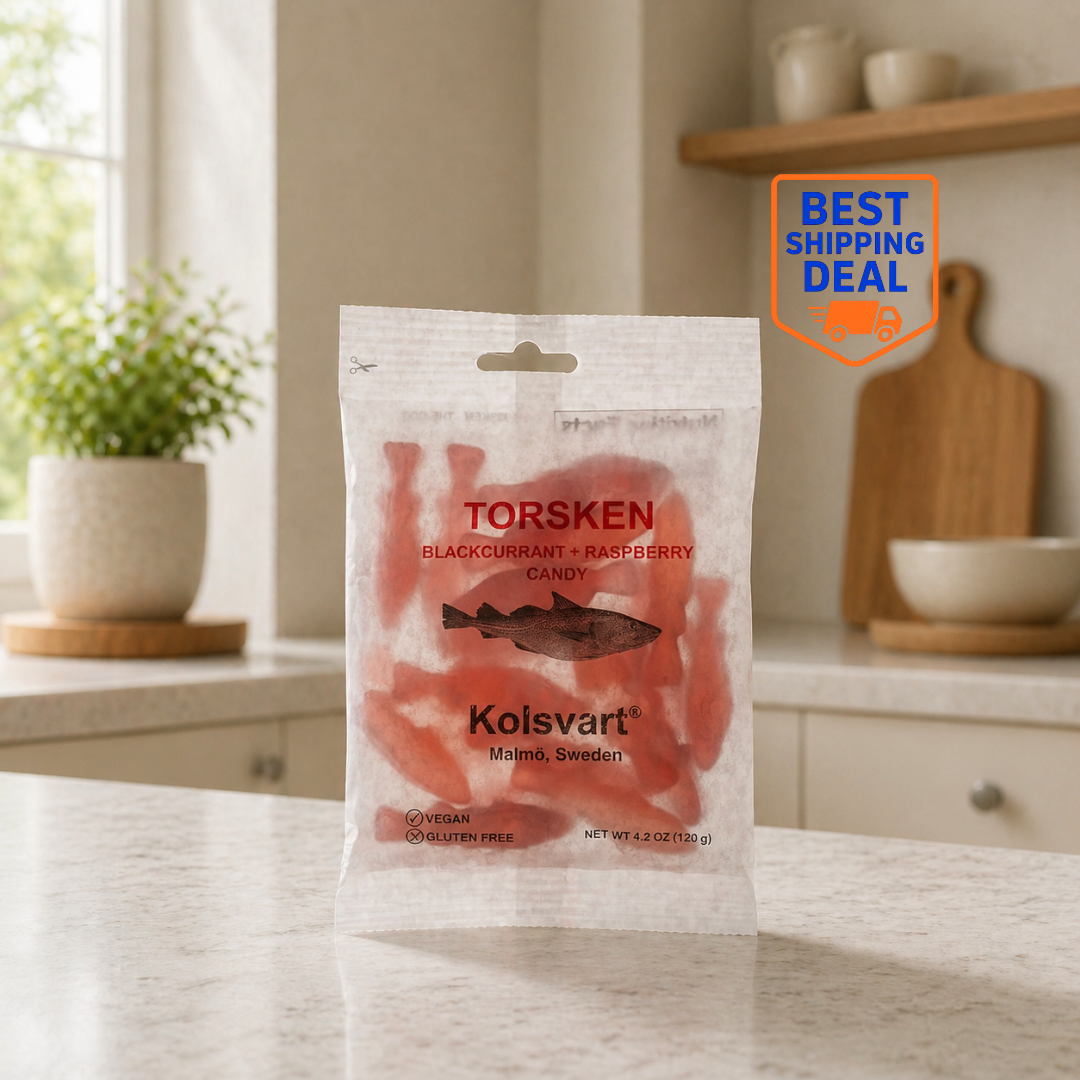 Torsken Raspberry + Black Currant Swedish Candy Fish