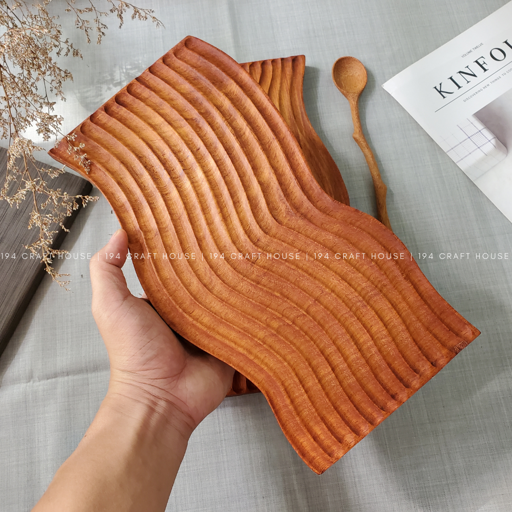 Wavy Wooden Serving Charcuterie Board Tray by 194 Craft House