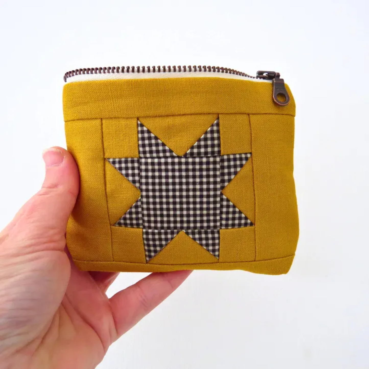 Sawtooth Star Quilted Zipper Pouch | Yellow