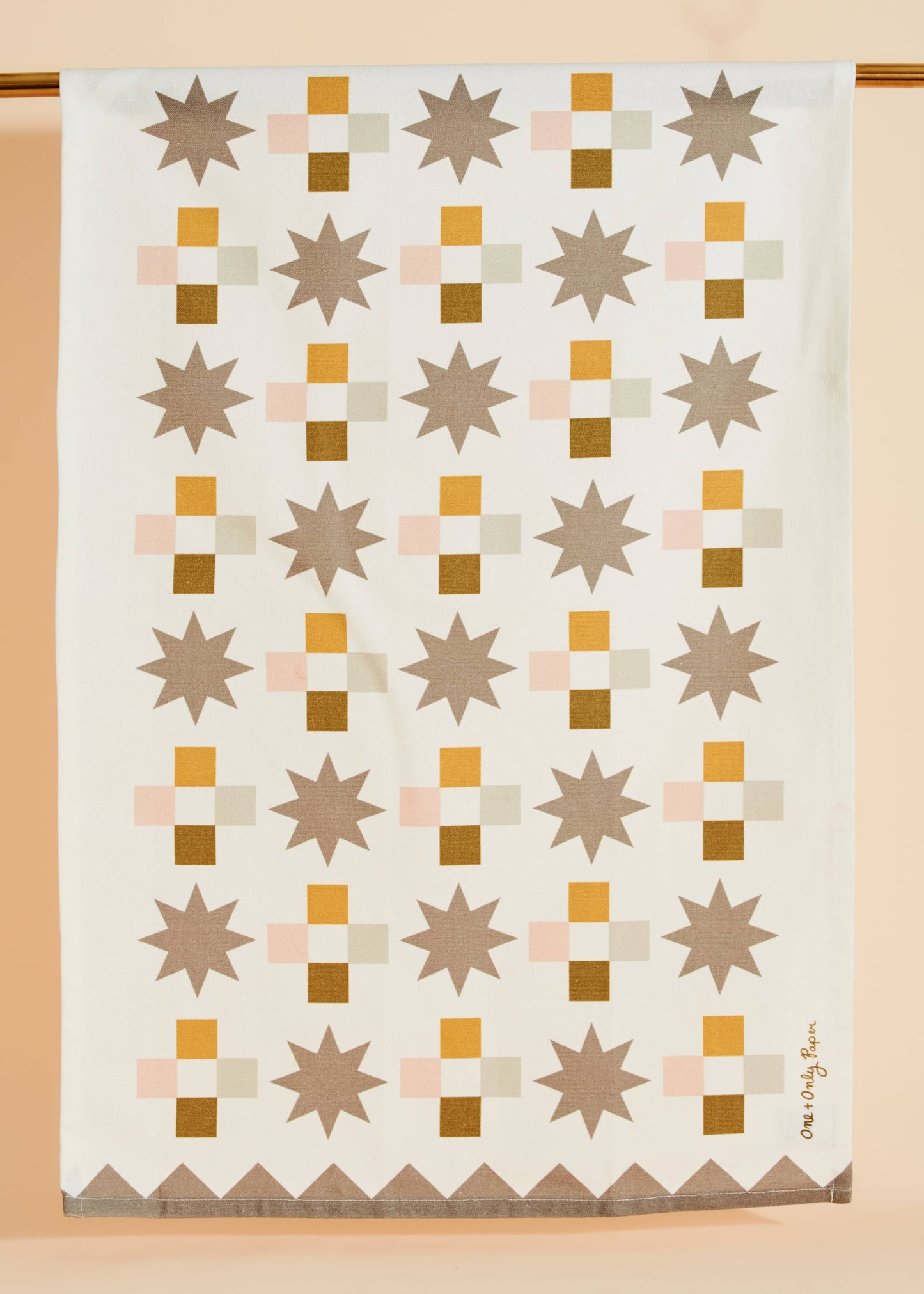 Quilt Block Cotton Tea Towel by One & Only Paper