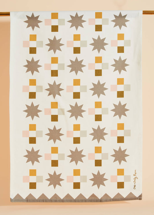 Quilt Block Cotton Tea Towel by One & Only Paper