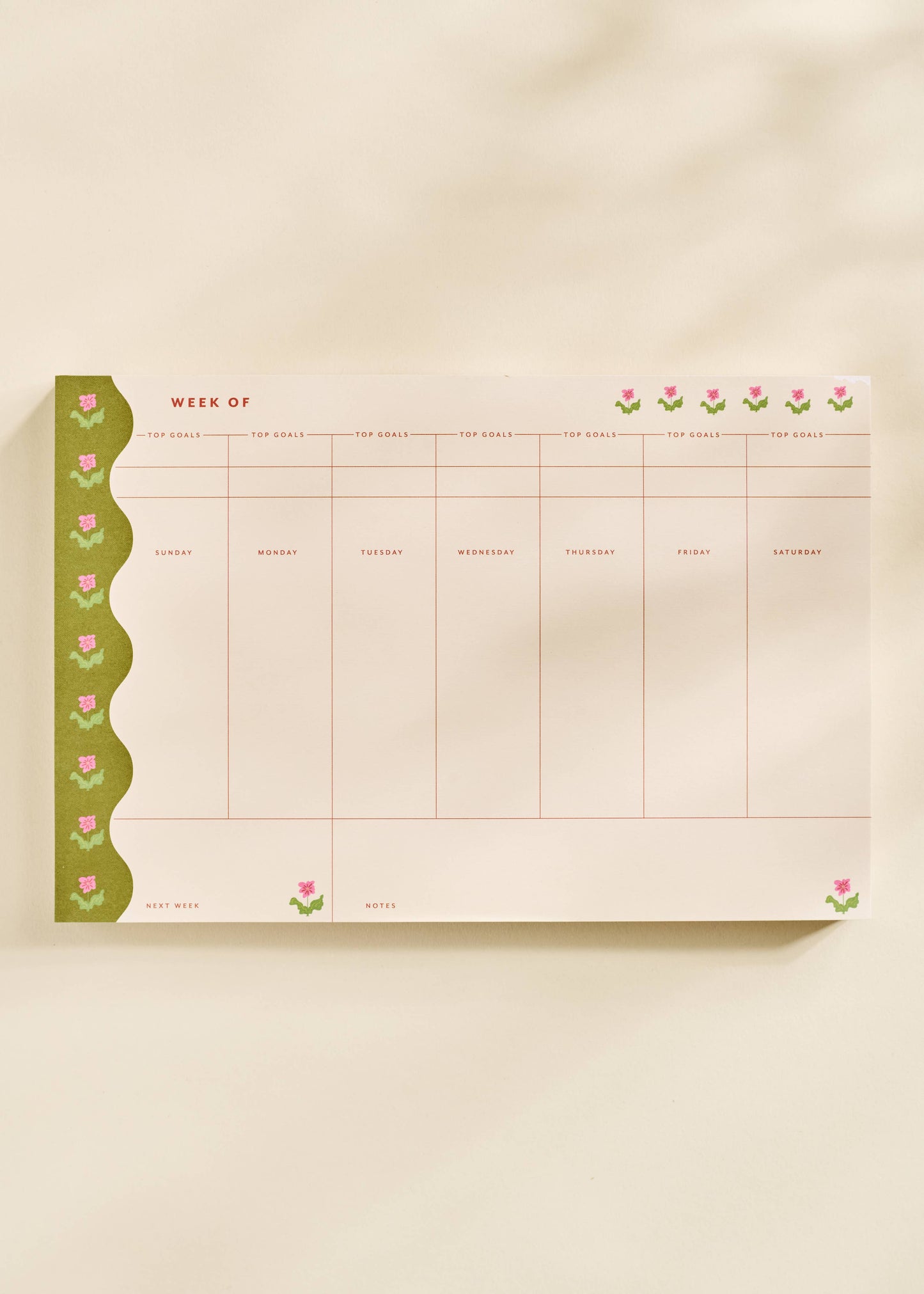 Garden Border Weekly Plan Notepad by One & Only Paper