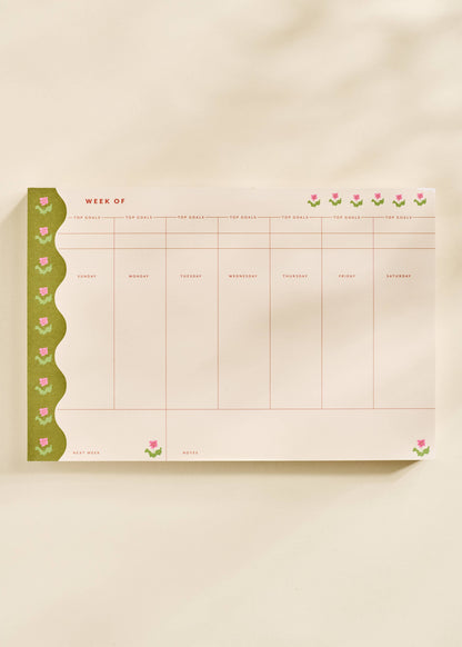 Garden Border Weekly Plan Notepad by One & Only Paper