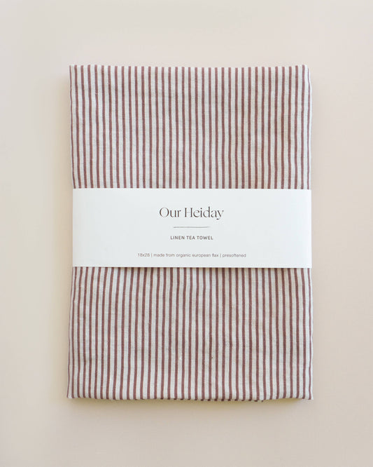 Classic Stripe Wine Linen Tea Towel