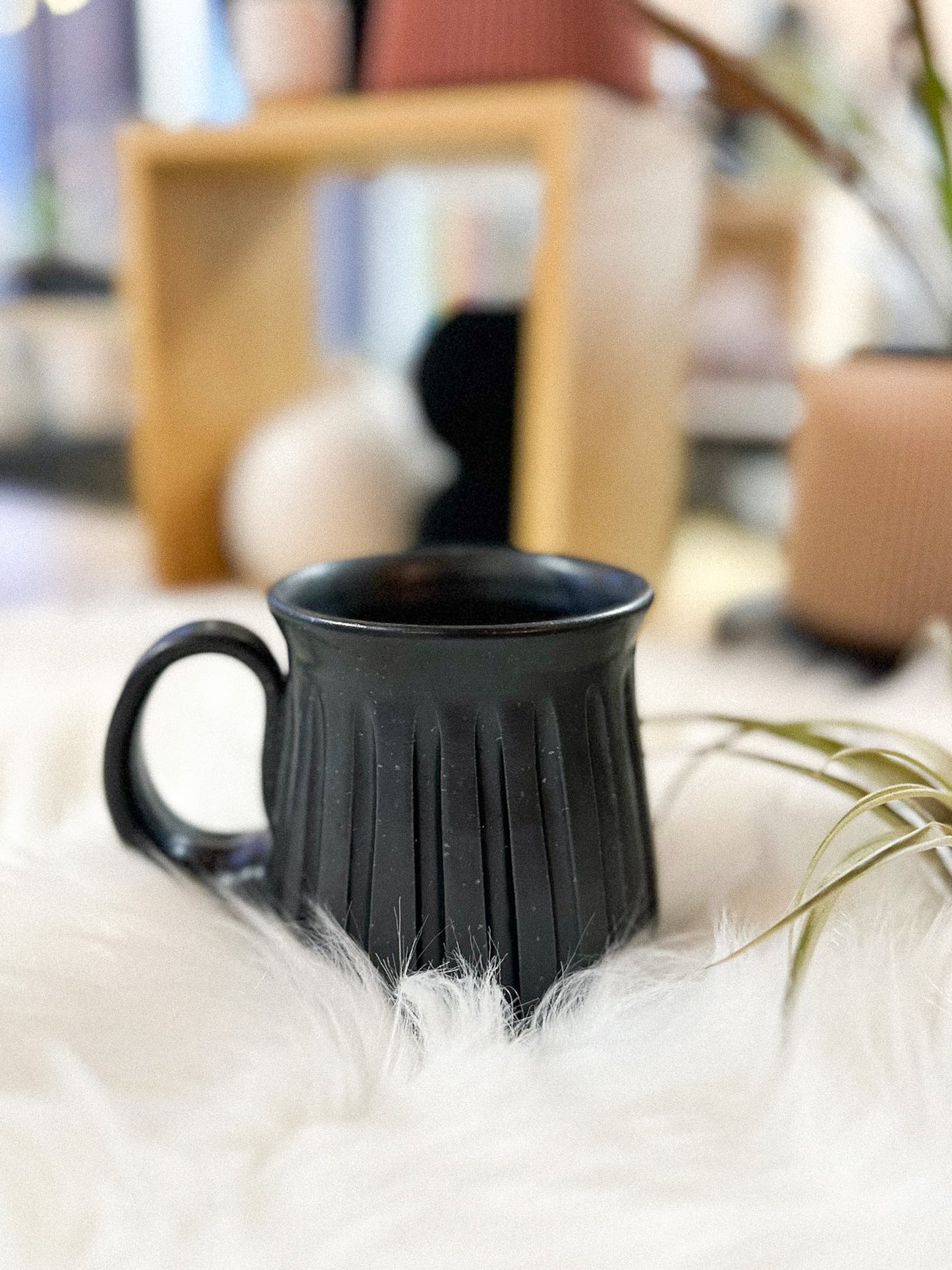 Black Carved Vertical Stripes Mug by Night School Knits and Pots #31