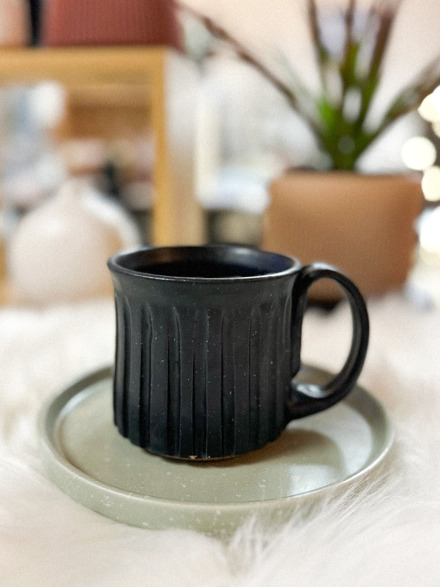 Black Carved Vertical Stripes Mug by Night School Knits and Pots #30