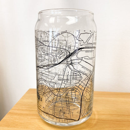 Golden Heart City | Fairbanks, Alaska Map Pint Glass by Black Lantern