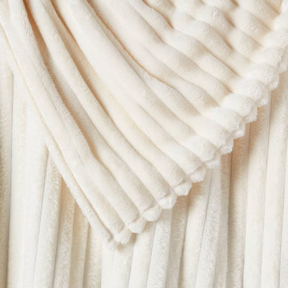 Channeled Plush Throw Blanket | Cream