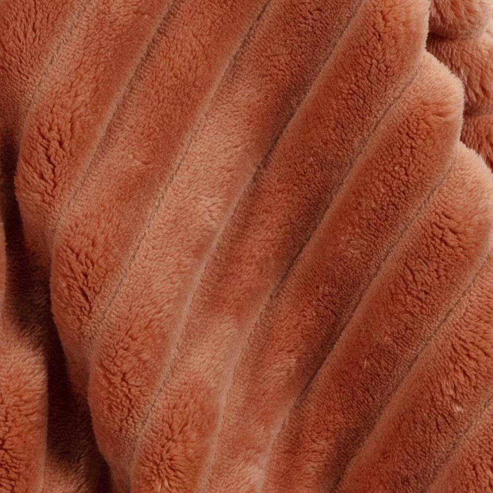 Channeled Plush Throw Blanket | Terracotta