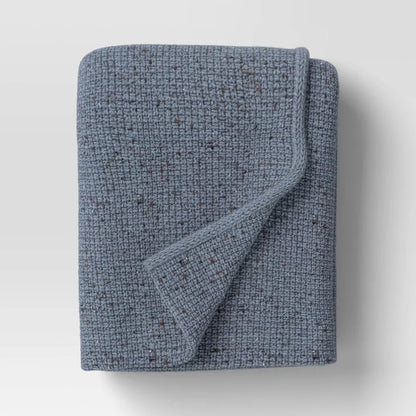 Marled Knit Throw Blanket | Denim Blue