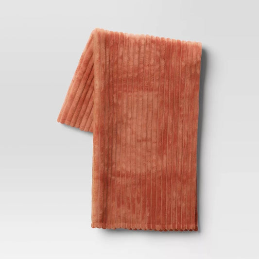 Channeled Plush Throw Blanket | Terracotta