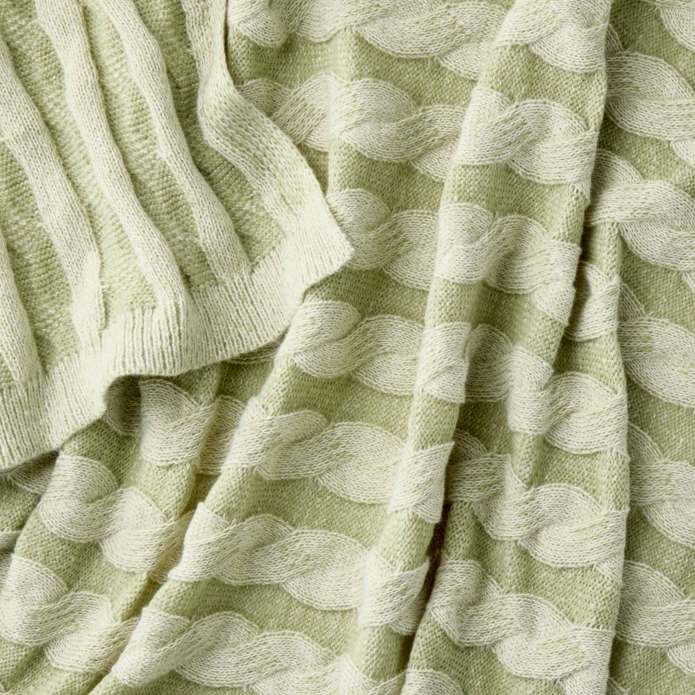 Twisted Cable Knit Throw Blanket | Mint