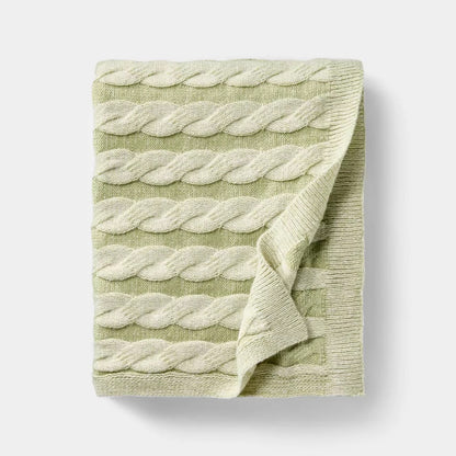 Twisted Cable Knit Throw Blanket | Mint