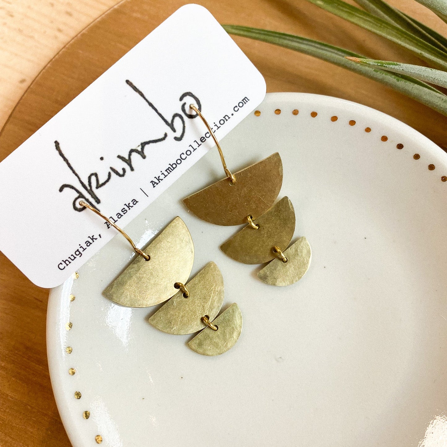 Tiered Brass Earrings by Akimbo Collection