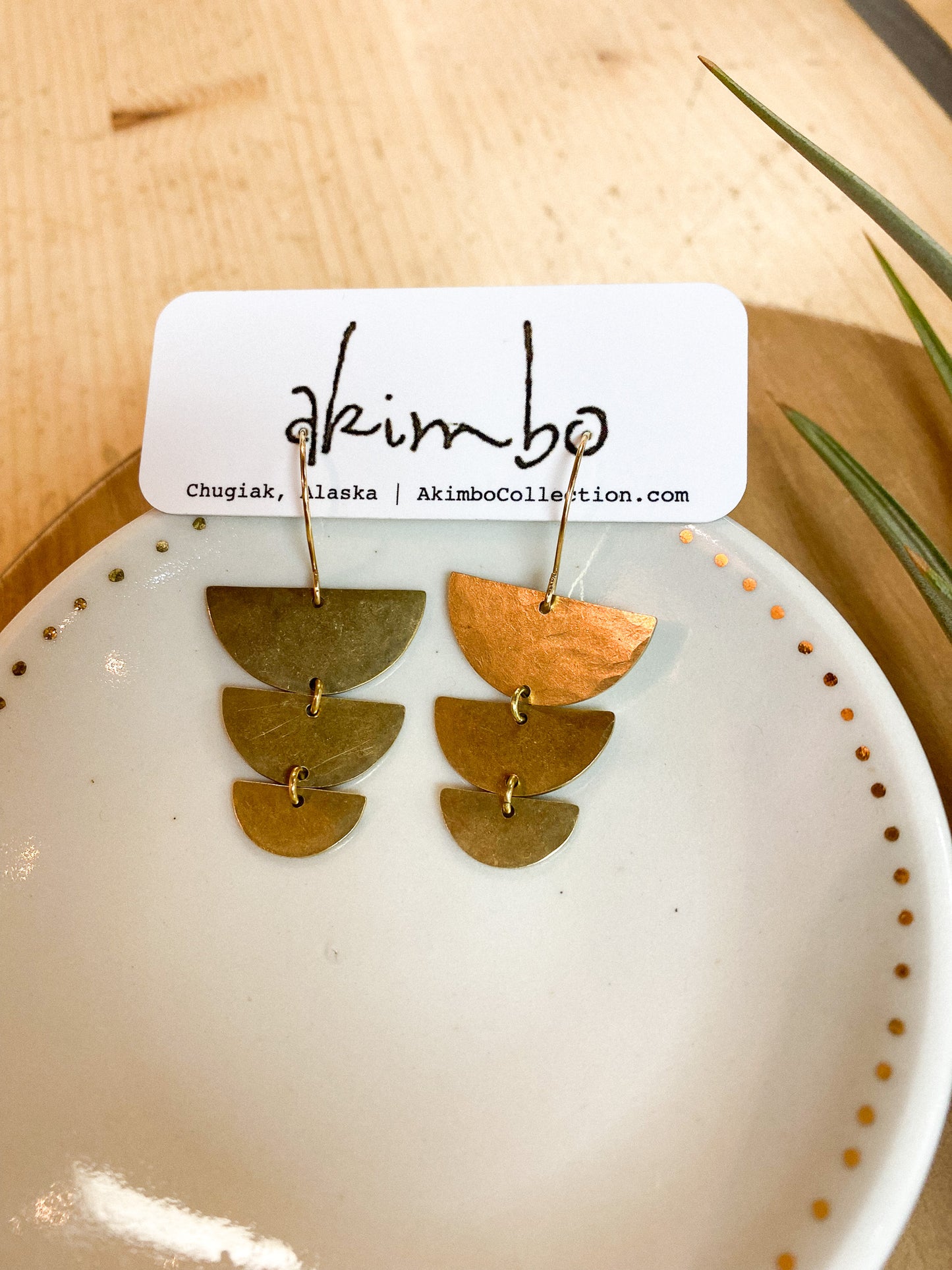 Tiered Brass Earrings by Akimbo Collection