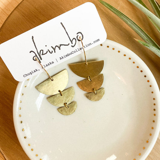 Tiered Brass Earrings by Akimbo Collection