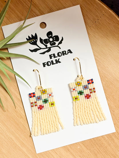 Cream Quilted Earrings by Flora Folk