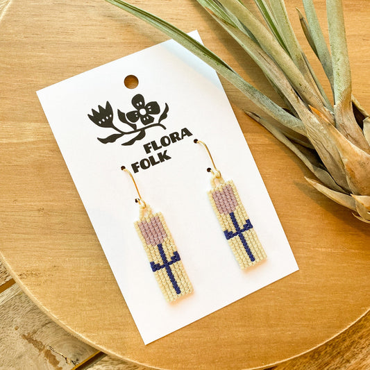 Lone Tulip Earrings | Mauve by Flora Folk