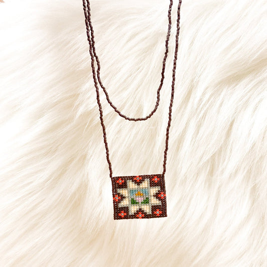 Chocolate Quilted Star Necklace by Flora Folk