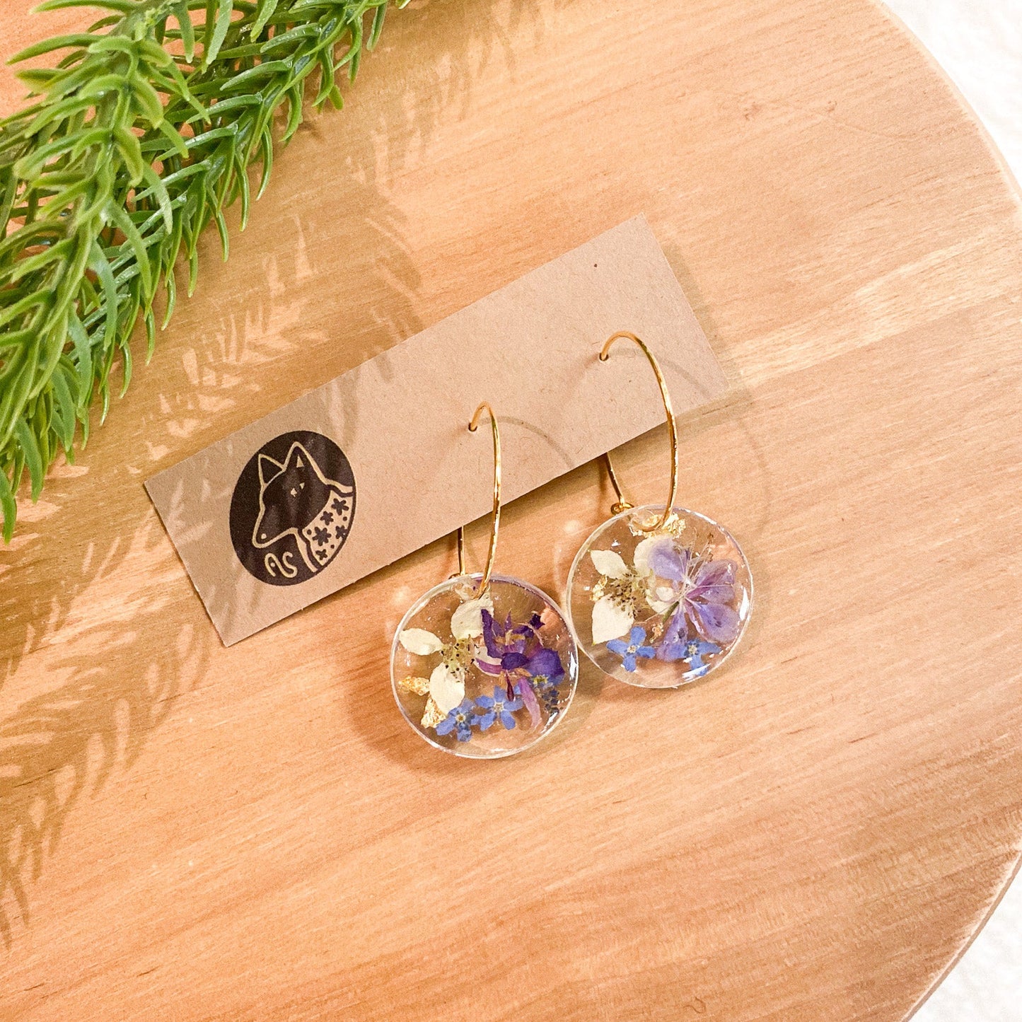 Fireweed + Forget-Me-Not Earrings #116 by Arisa Sasaki