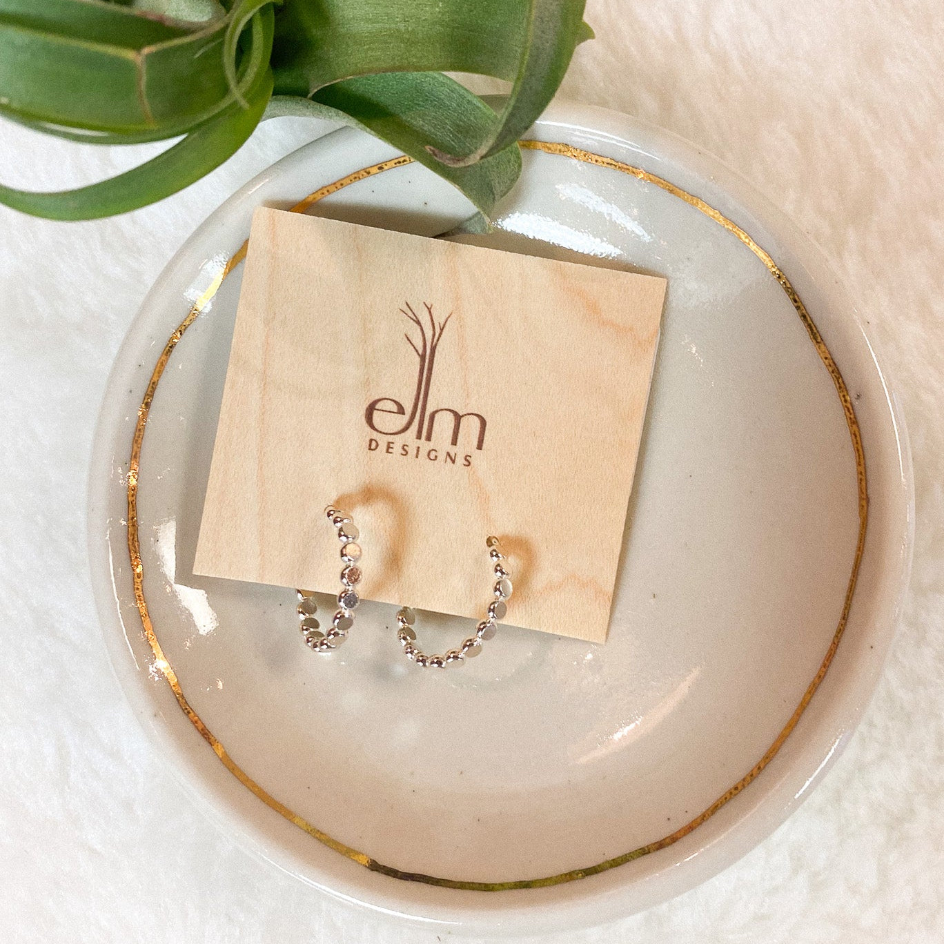 Silver Pebble Hoop Posts by Elm Designs