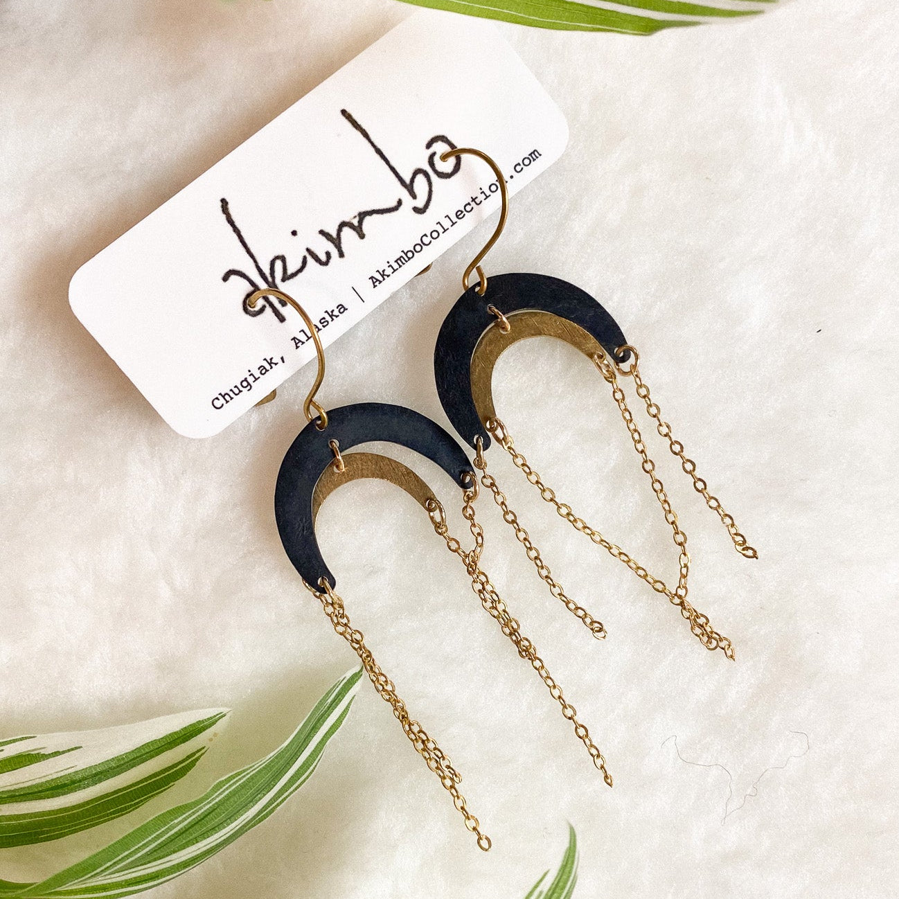 Nova | Black + Brass Earrings by Akimbo Collection