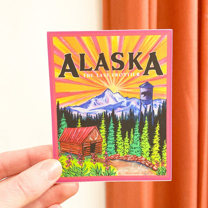 Alaska Cabin Sticker by AnnMarie Henderson
