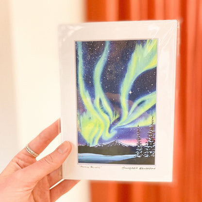 Aurora Borealis 4x6 Matted Print by AnnMarie Henderson