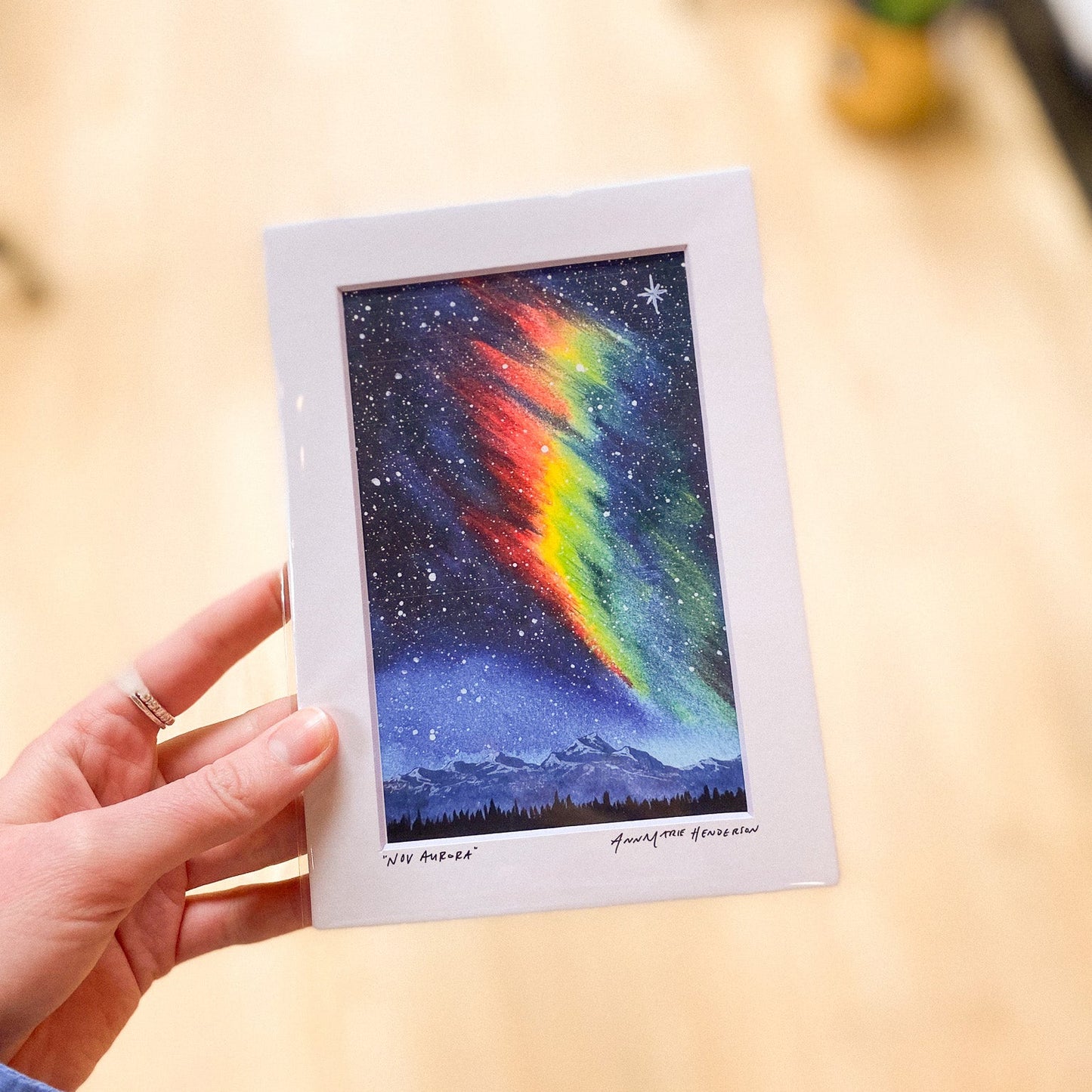 November Aurora 4x6 Matted Print by AnnMarie Henderson