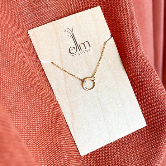 Hammered Gold Circle Necklace by Elm Designs