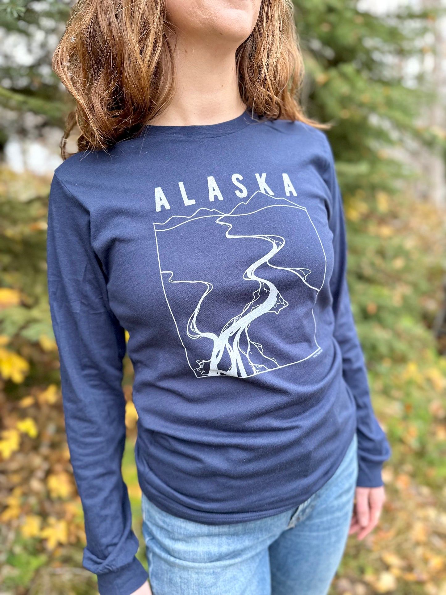 Braided River Long-sleeve Tee by Printworthy | Navy