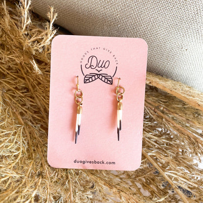 Quill Fringe Brass Earrings by DUO Goods