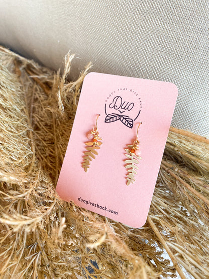 Berry & Small Leaf Earrings by DUO Goods