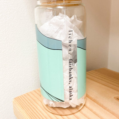 Braided River 20 oz Glass Tumbler with Bamboo Lid + Straw designed by Printworthy