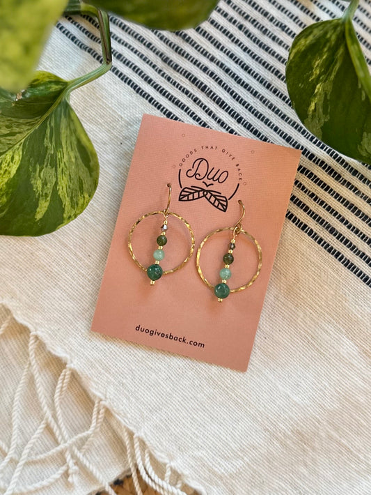 Stacy Circle Earrings | Misty Forest + Brass by DUO Goods