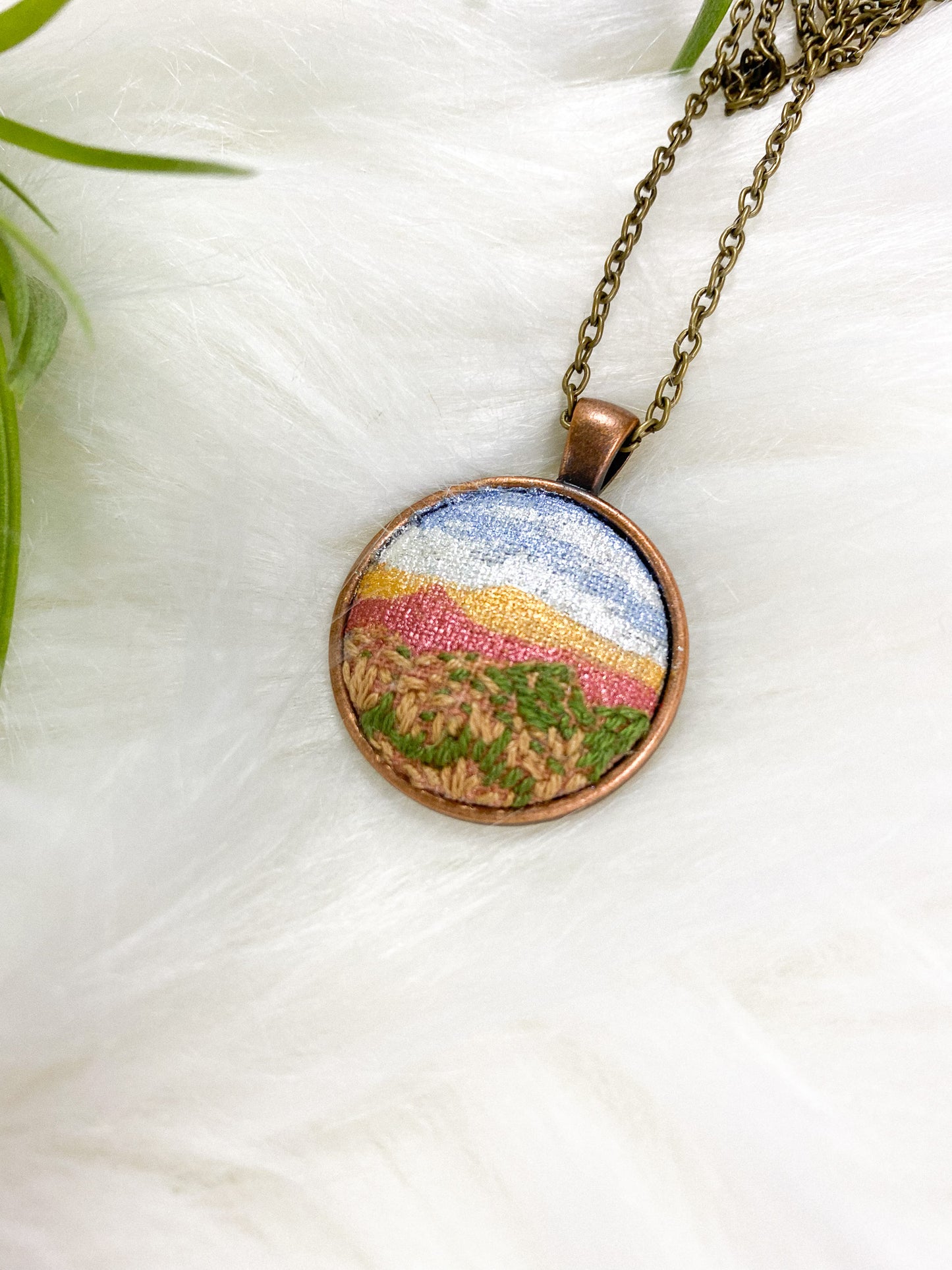 Red Mountain Landscape Necklace by Brittany Montour